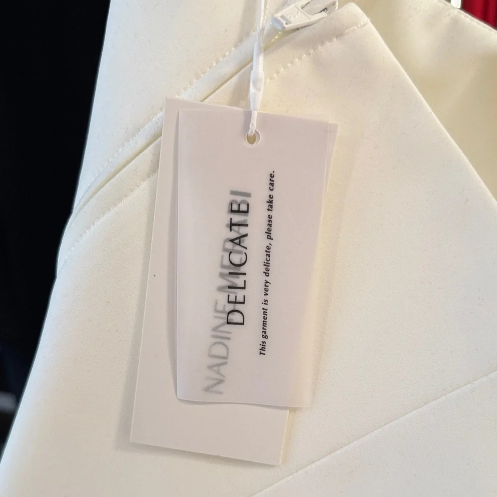 NADINE MERABI White Asymmetric Crop Top - Picture 7 of 9